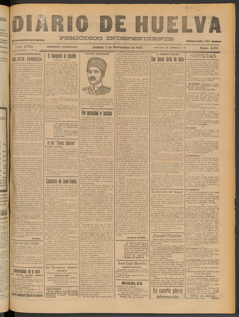 Miniatura de Diario de Huelva : periódico independiente del 7 de noviembre de 1925