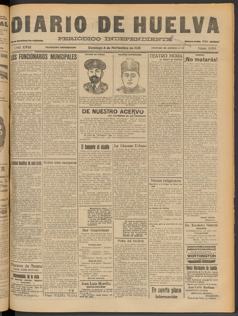 Miniatura de Diario de Huelva : periódico independiente del 8 de noviembre de 1925