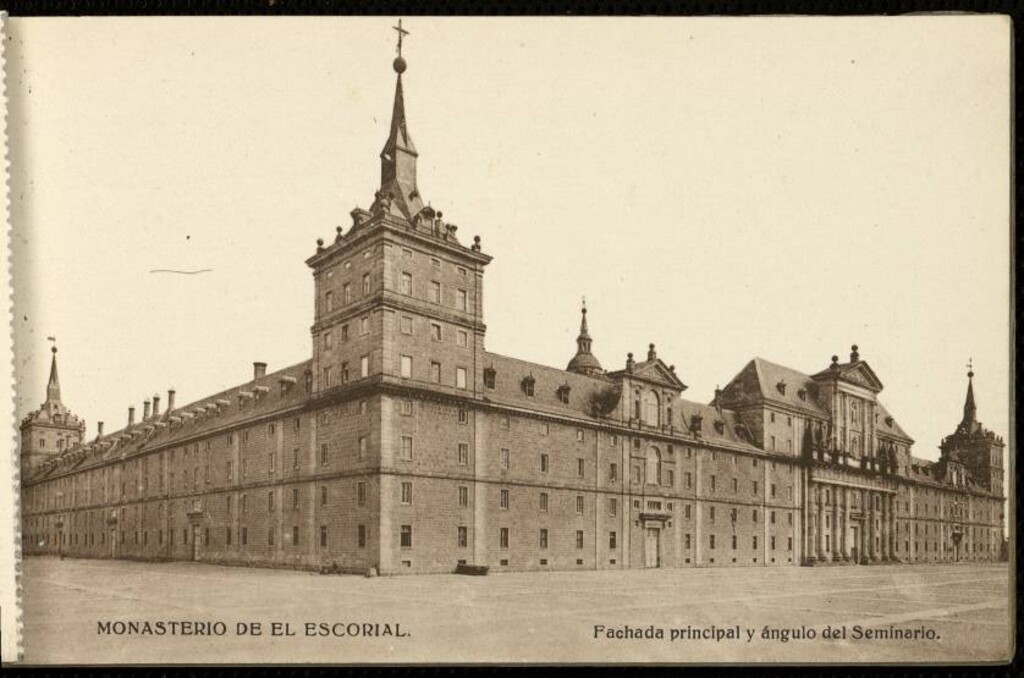 Miniatura de Monasterio de El Escorial - Fachada principal y ángulo del Seminario