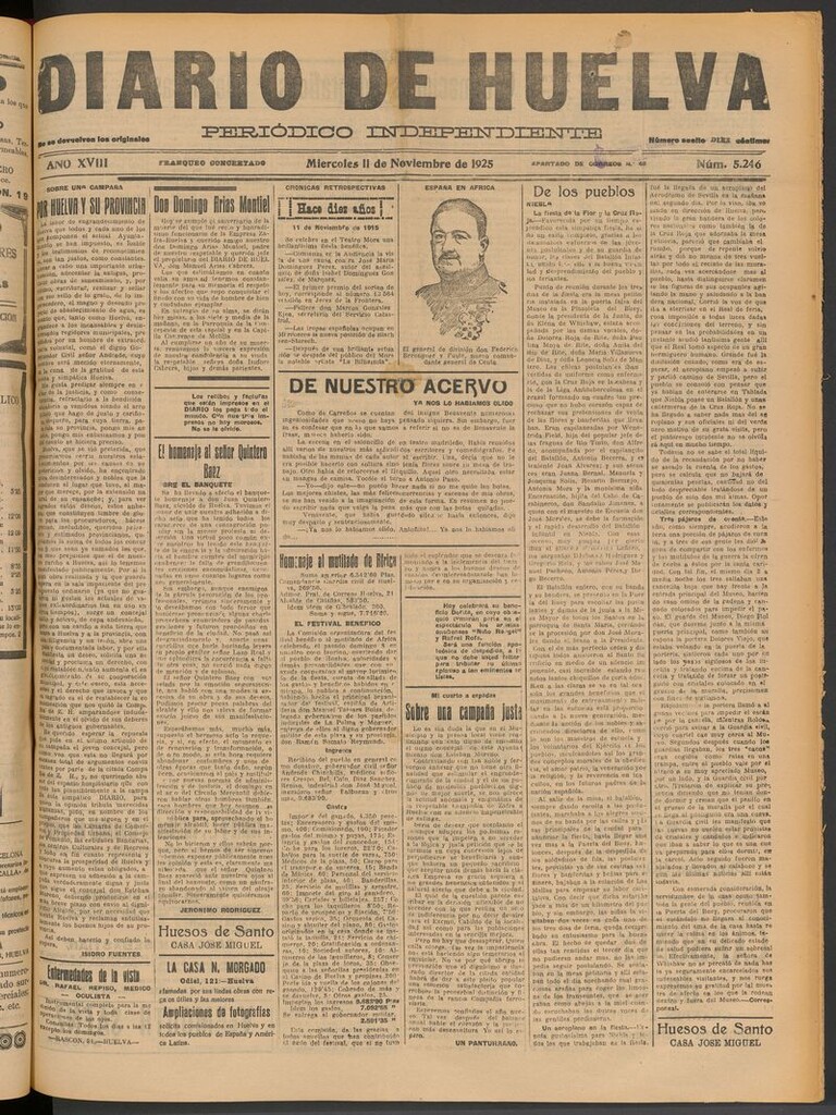 Miniatura de Diario de Huelva : periódico independiente del 11 de noviembre de 1925