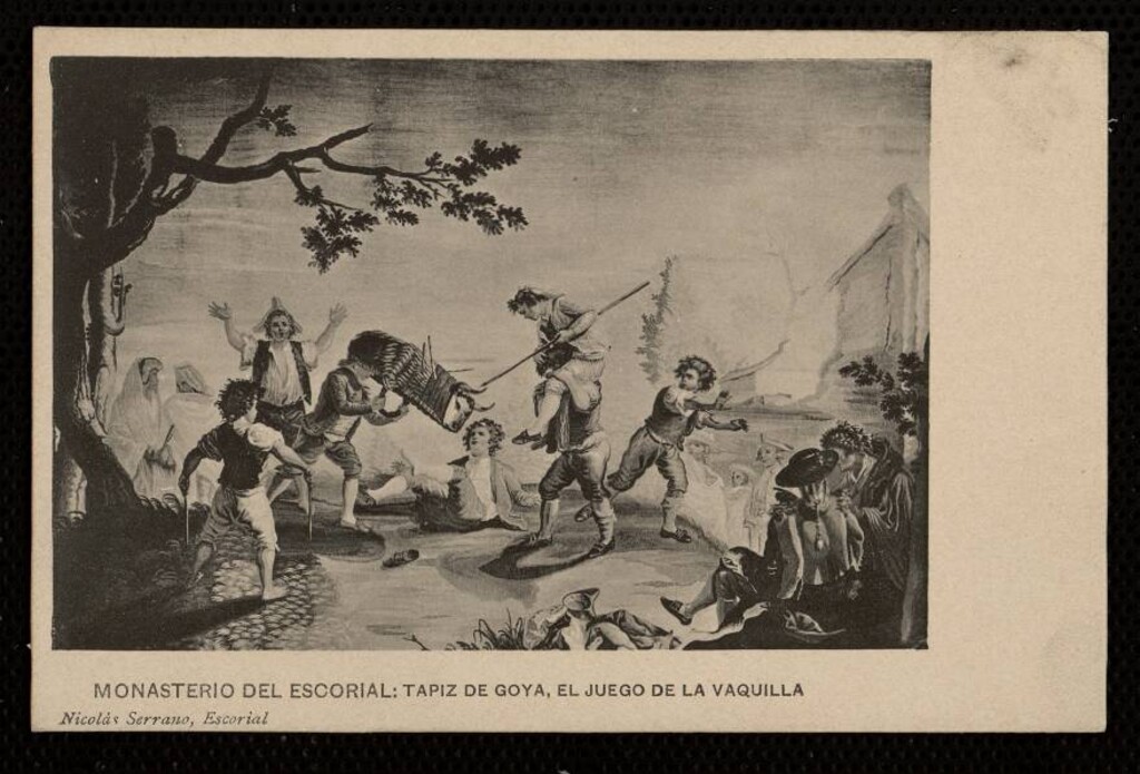Miniatura de Monasterio de El Escorial: tapiz de Goya, El juego de la vaquilla