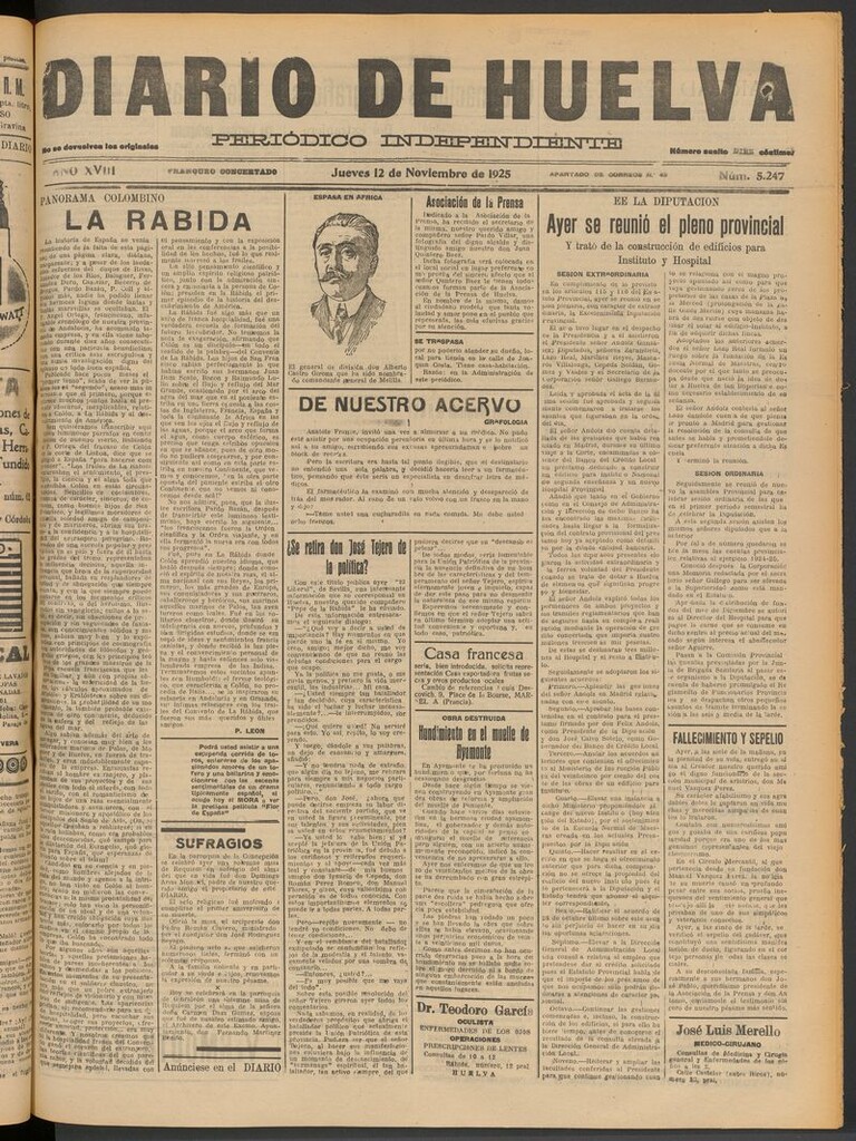 Miniatura de Diario de Huelva : periódico independiente del 12 de noviembre de 1925