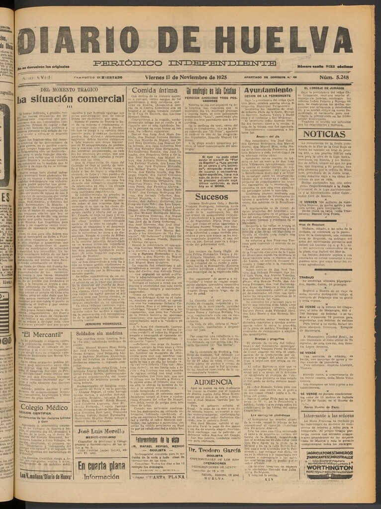 Miniatura de Diario de Huelva : periódico independiente del 13 de noviembre de 1925