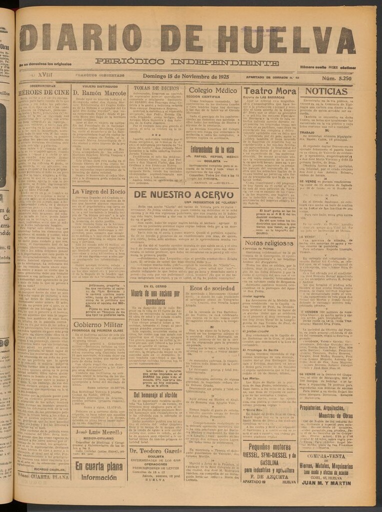 Miniatura de Diario de Huelva : periódico independiente del 15 de noviembre de 1925