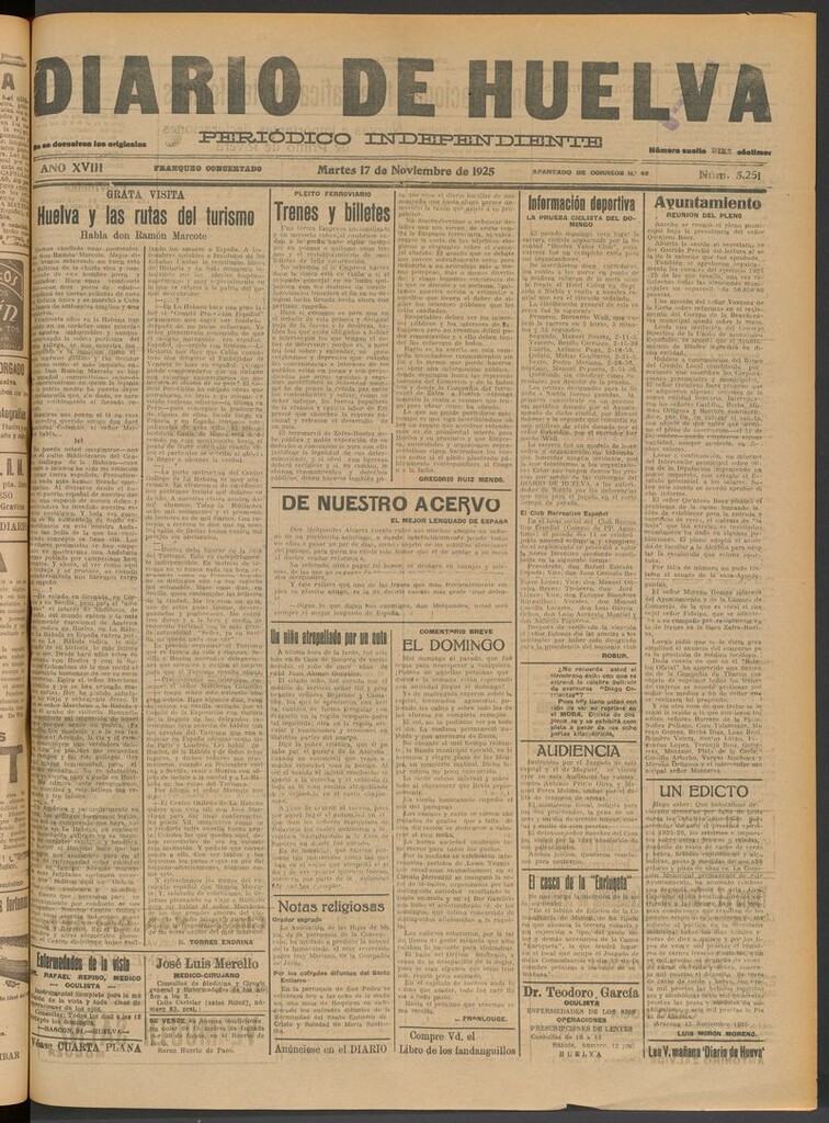 Miniatura de Diario de Huelva : periódico independiente del 17 de noviembre de 1925
