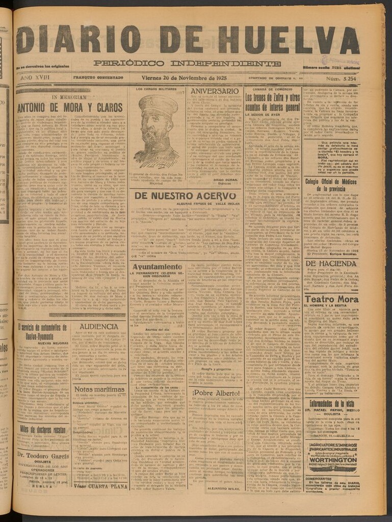 Miniatura de Diario de Huelva : periódico independiente del 20 de noviembre de 1925