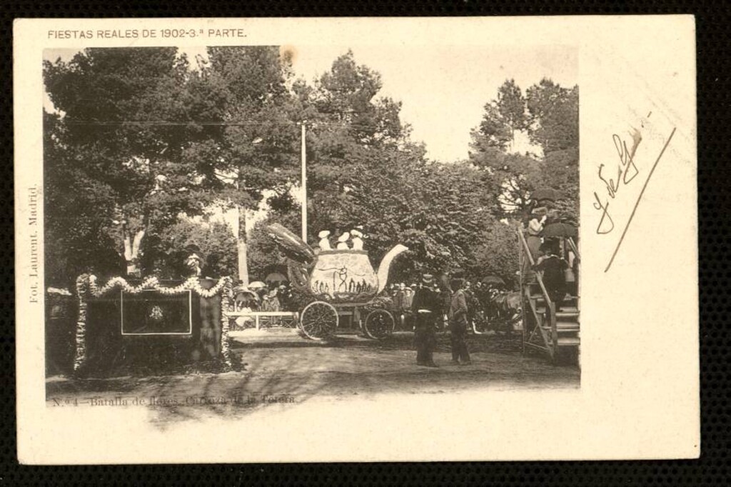 Miniatura de Batalla de Flores. Carroza de la Tetera