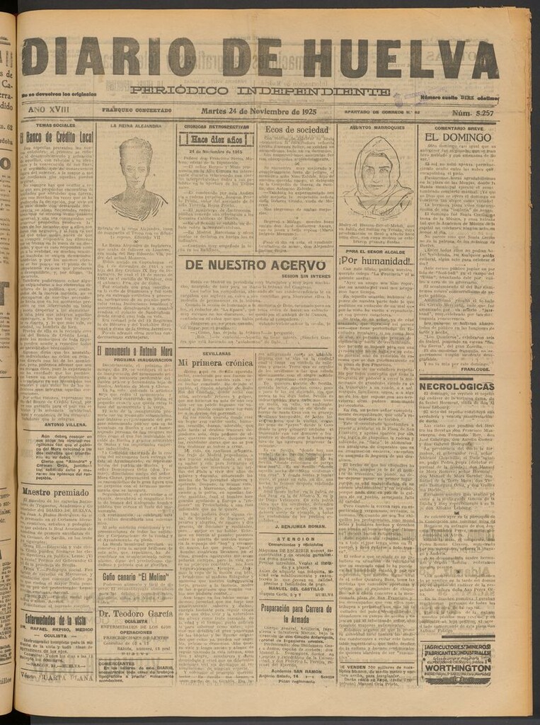 Miniatura de Diario de Huelva : periódico independiente del 24 de noviembre de 1925
