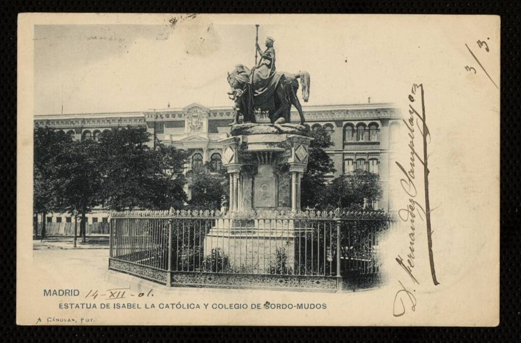 Miniatura de Estatua de Isabel la Católica y Colegio de Sordomudos