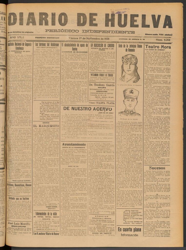 Miniatura de Diario de Huelva : periódico independiente del 27 de noviembre de 1925