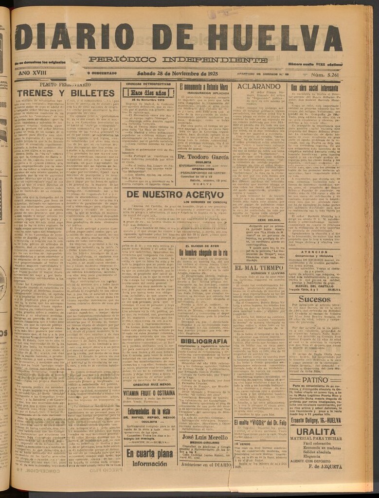 Miniatura de Diario de Huelva : periódico independiente del 28 de noviembre de 1925
