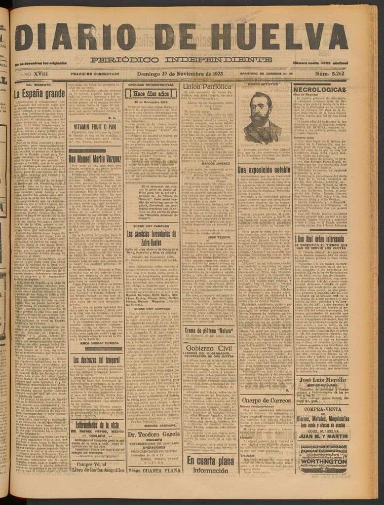 Miniatura de Diario de Huelva : periódico independiente del 29 de noviembre de 1925