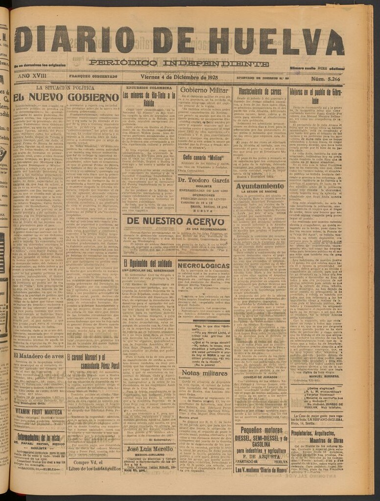 Miniatura de Diario de Huelva : periódico independiente del 4 de diciembre de 1925