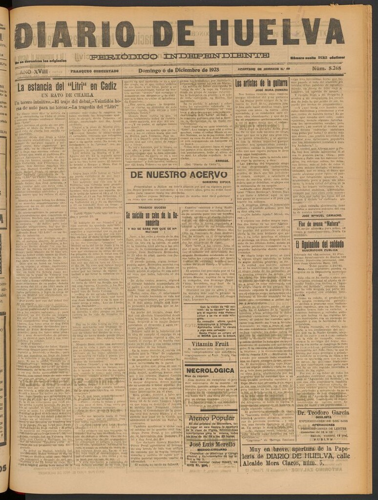 Miniatura de Diario de Huelva : periódico independiente del 6 de diciembre de 1925