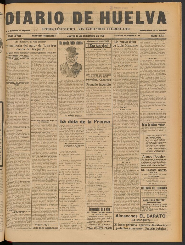Miniatura de Diario de Huelva : periódico independiente del 10 de diciembre de 1925