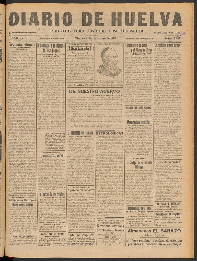 Miniatura de Diario de Huelva : periódico independiente del 11 de diciembre de 1925
