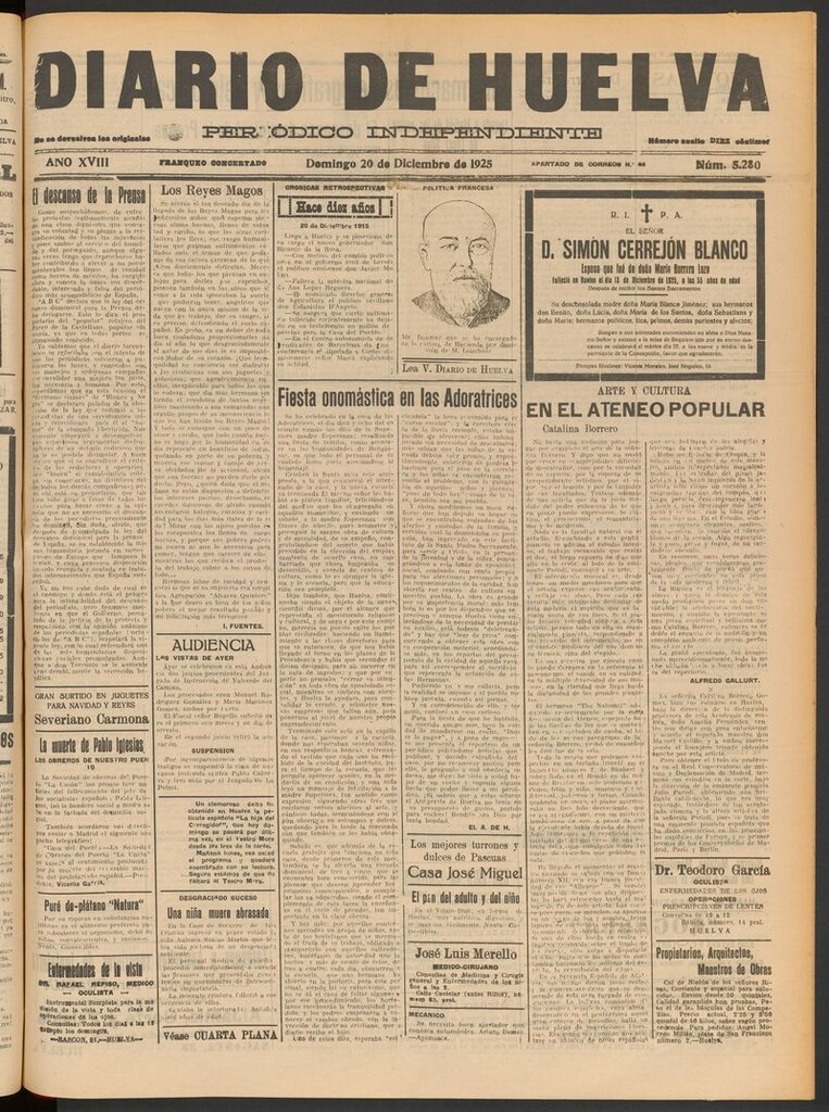Miniatura de Diario de Huelva : periódico independiente del 20 de diciembre de 1925