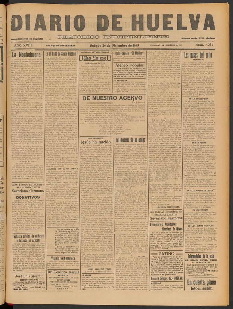 Miniatura de Diario de Huelva : periódico independiente del 26 de diciembre de 1925