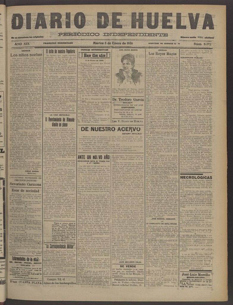 Miniatura de Diario de Huelva : periódico independiente del 5 de enero de 1926
