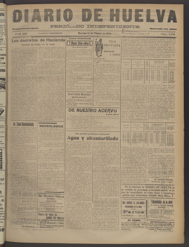 Miniatura de Diario de Huelva : periódico independiente del 12 de enero de 1926