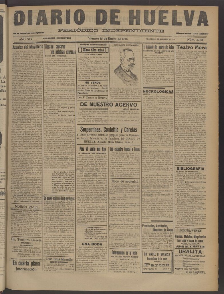 Miniatura de Diario de Huelva : periódico independiente del 15 de enero de 1926