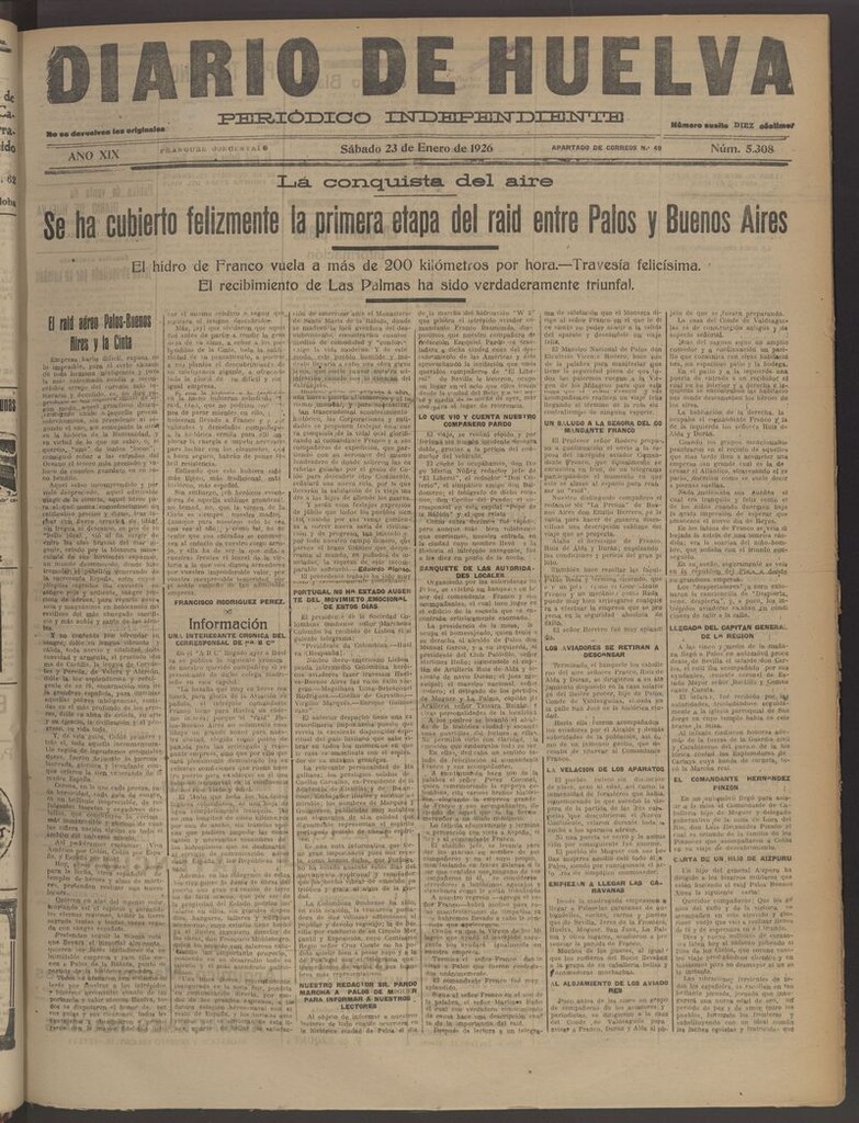 Miniatura de Diario de Huelva : periódico independiente del 23 de enero de 1926