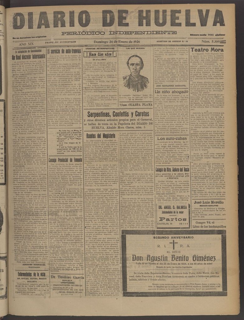 Miniatura de Diario de Huelva : periódico independiente del 24 de enero de 1926