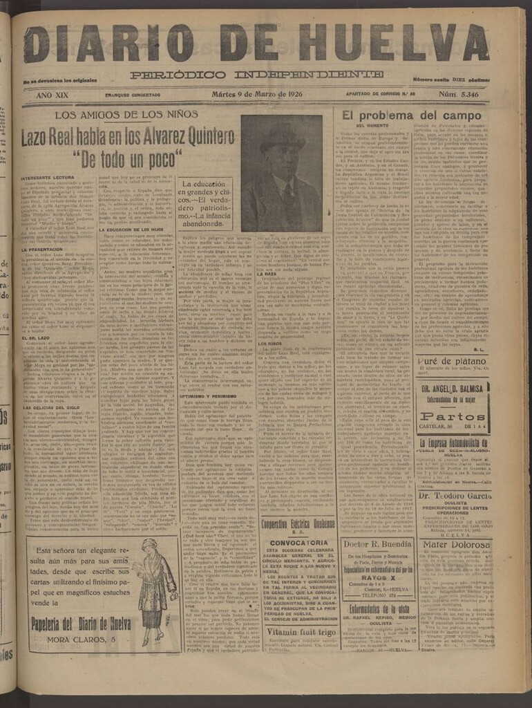 Miniatura de Diario de Huelva : periódico independiente del 9 de marzo de 1926