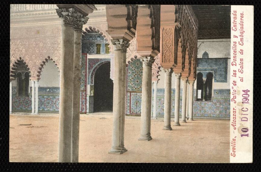 Miniatura de Sevilla. Alcázar. Patio de las Doncellas y entrada al Salón de Embajadores