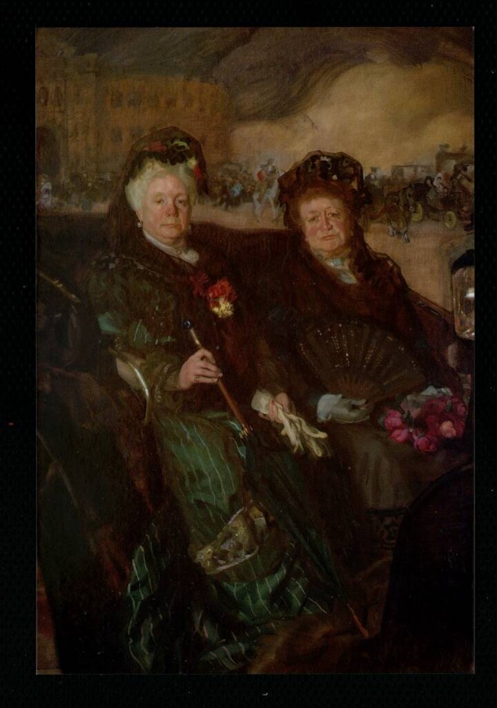 Miniatura de La Infanta Isabel de Borbón y la Marquesa de Nájera a la salida de los toros, de López Mezquita