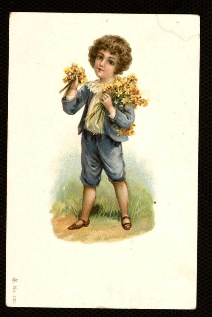 Miniatura de Niño con flores