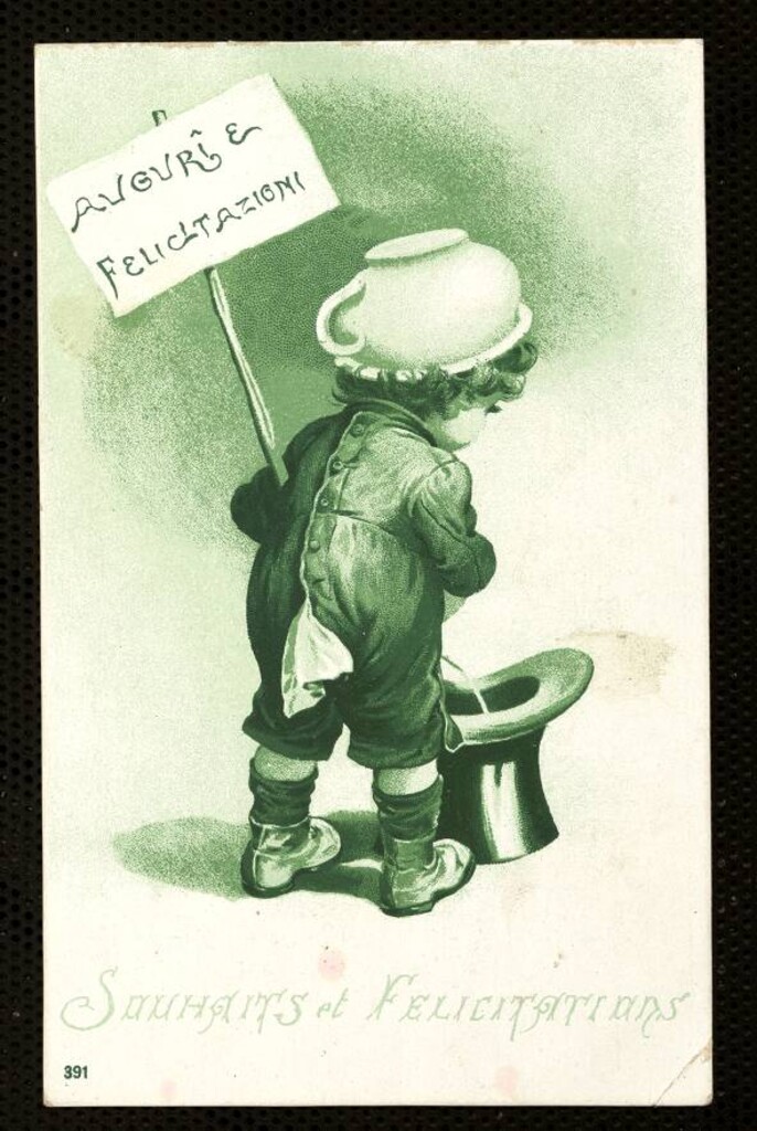 Miniatura de Niño haciendo pis en un sombrero