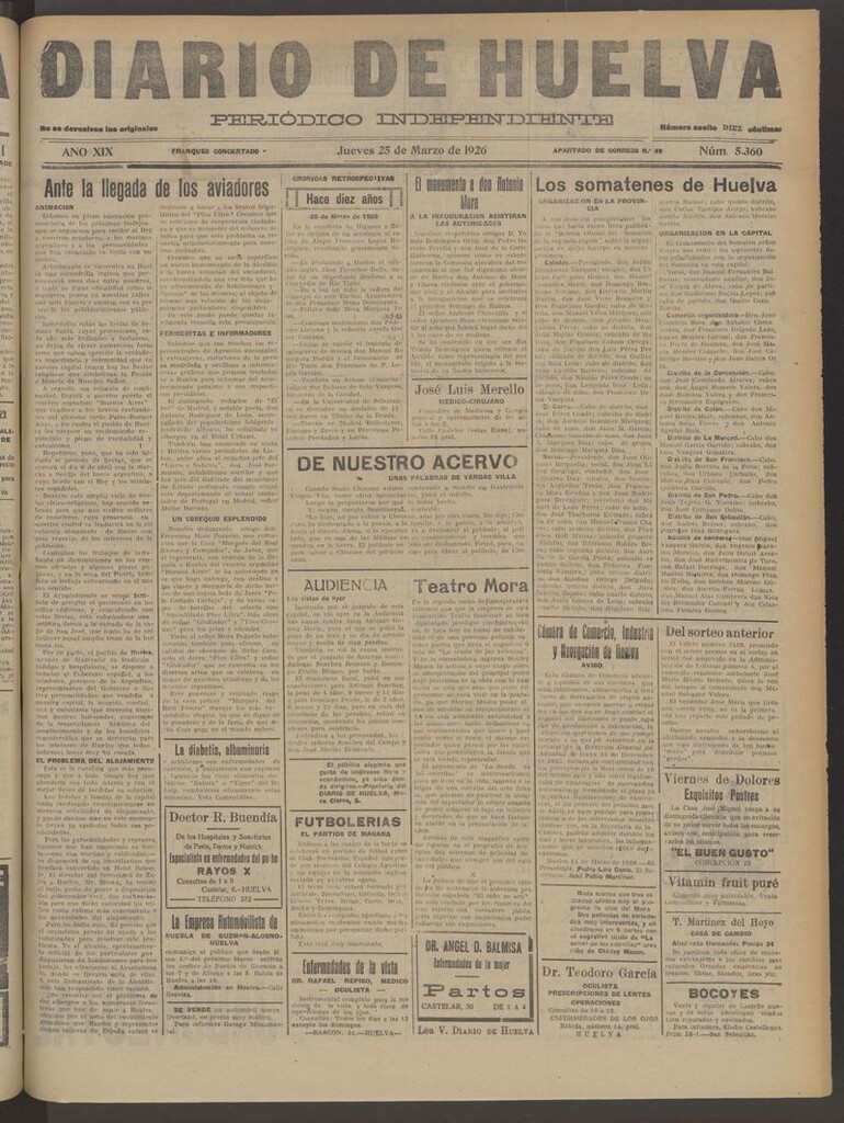 Miniatura de Diario de Huelva : periódico independiente del 25 de marzo de 1926