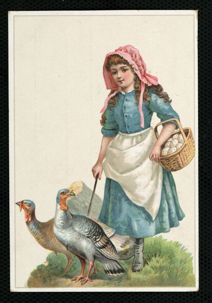 Miniatura de Niña con pavos