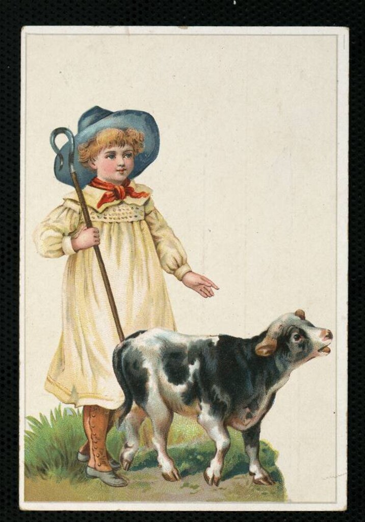 Miniatura de Niña con ternerillo