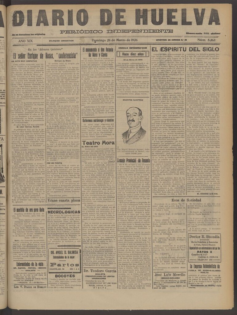Miniatura de Diario de Huelva : periódico independiente del 28 de marzo de 1926
