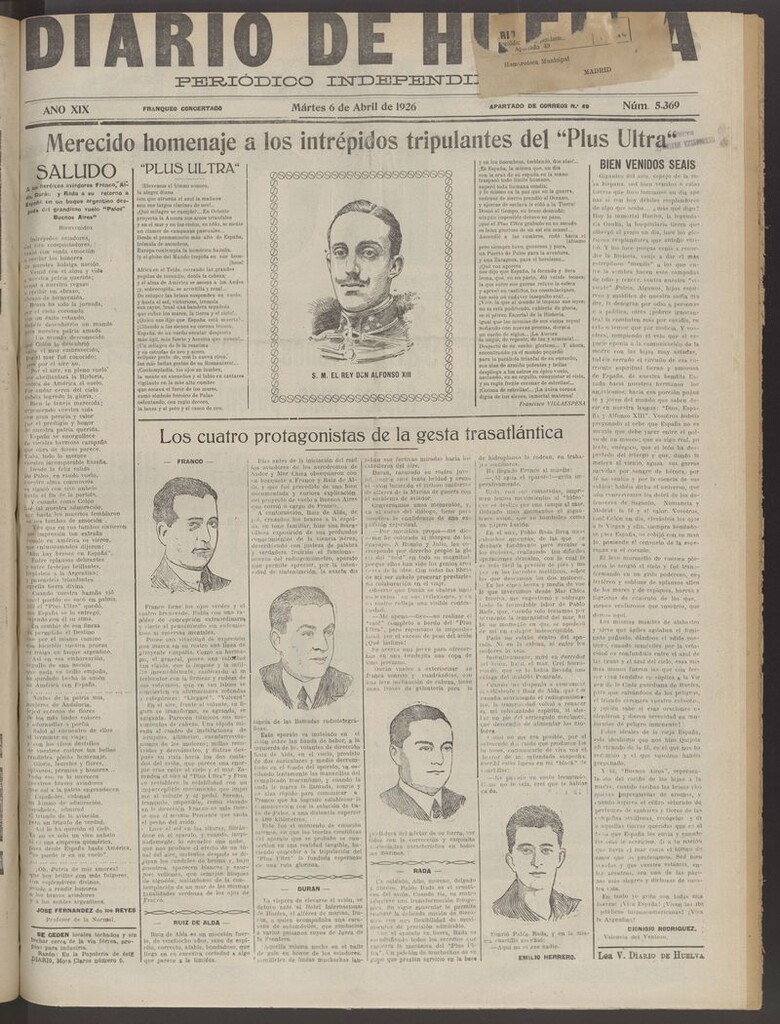 Miniatura de Diario de Huelva : periódico independiente del 6 de abril de 1926