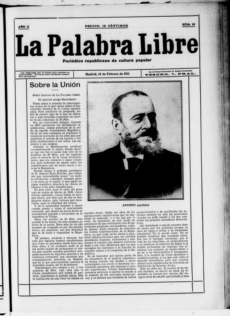 Miniatura de La Palabra Libre: periódico republicano de cultura popular