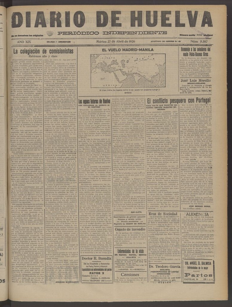 Miniatura de Diario de Huelva : periódico independiente del 27 de abril de 1926