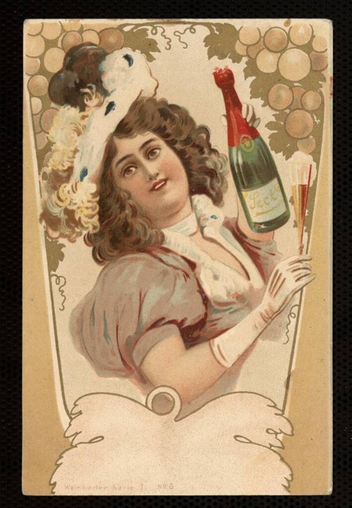 Miniatura de Figura femenina con botella de vino