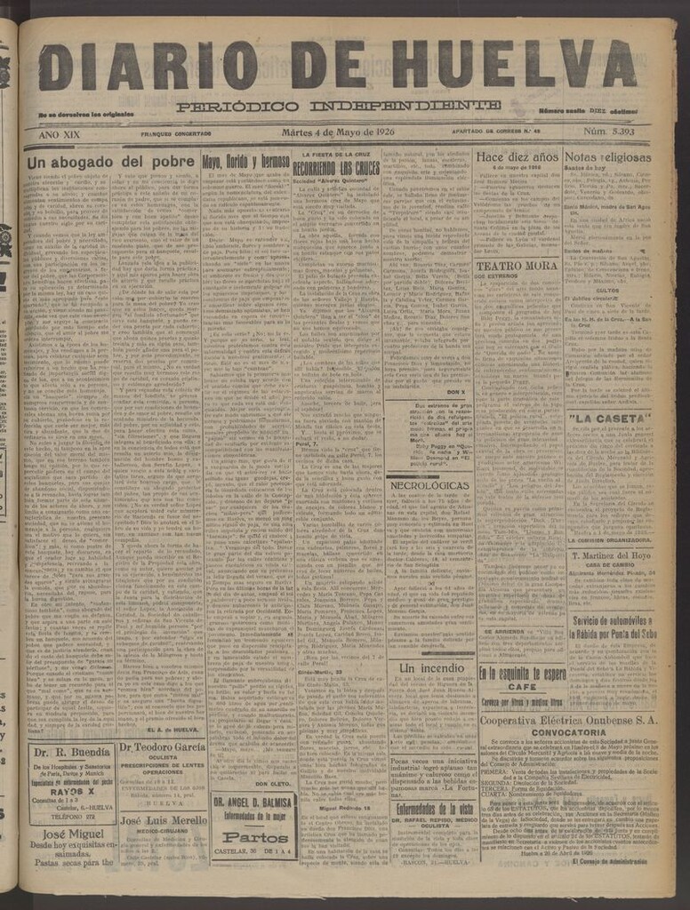 Miniatura de Diario de Huelva : periódico independiente del 4 de mayo de 1926