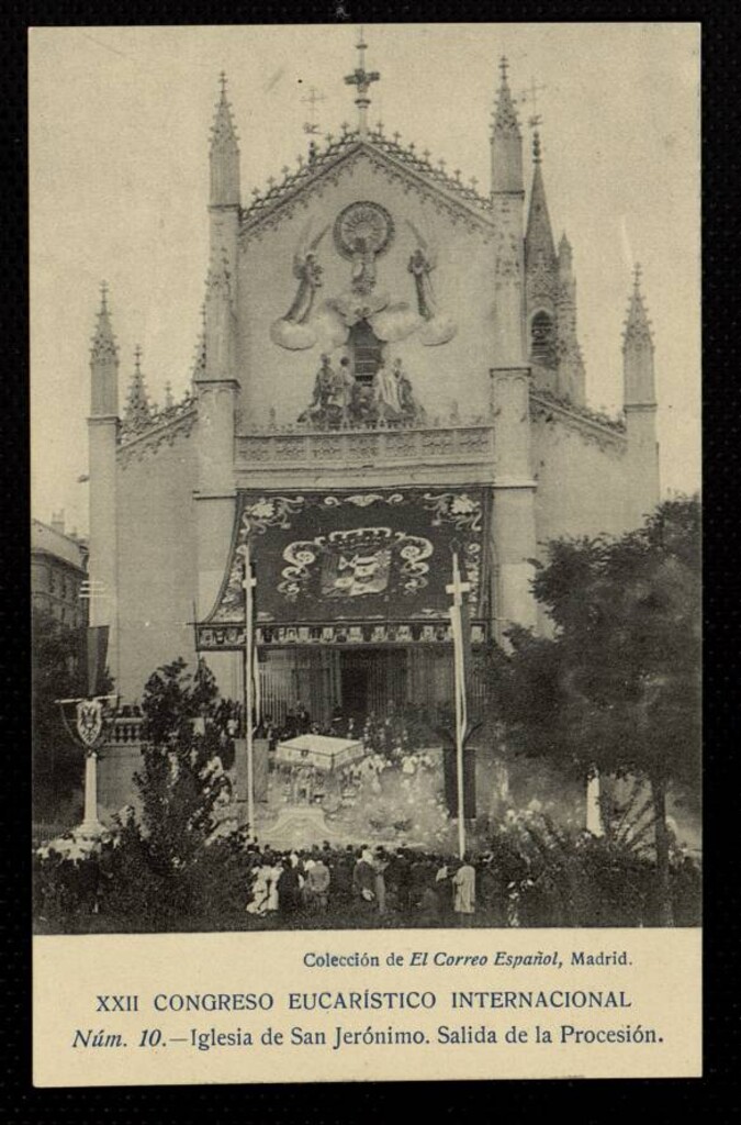Miniatura de XXII Congreso Eucarístico. Iglesia de San Jerónimo. Salida de la Procesión