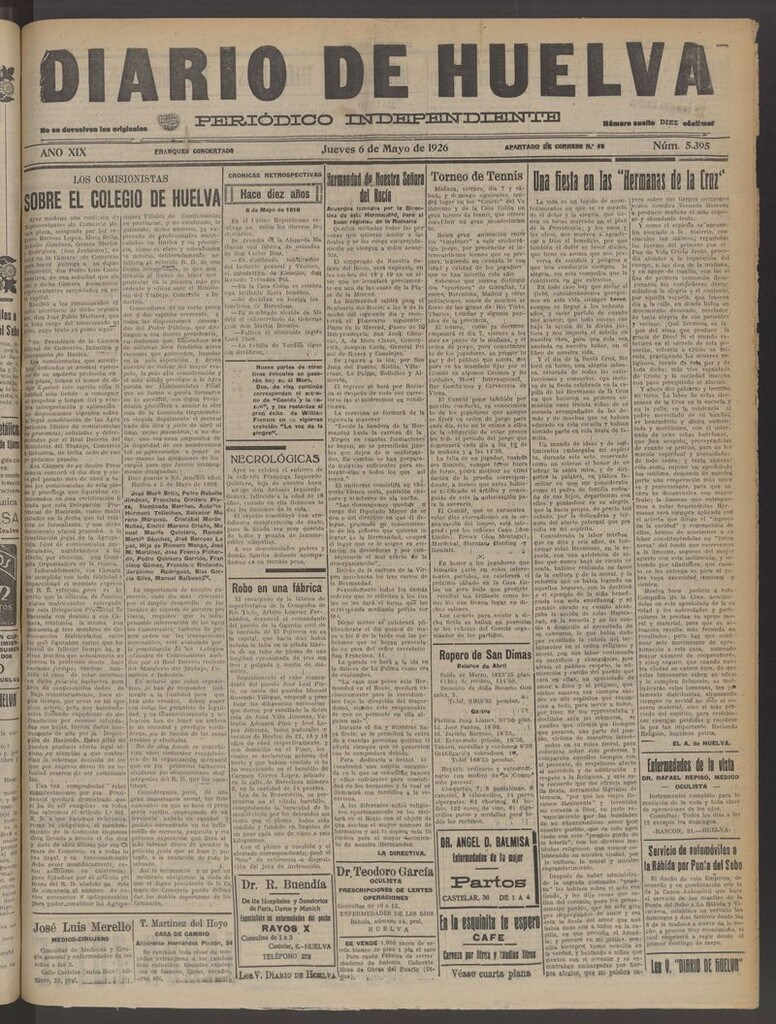 Miniatura de Diario de Huelva : periódico independiente del 6 de mayo de 1926
