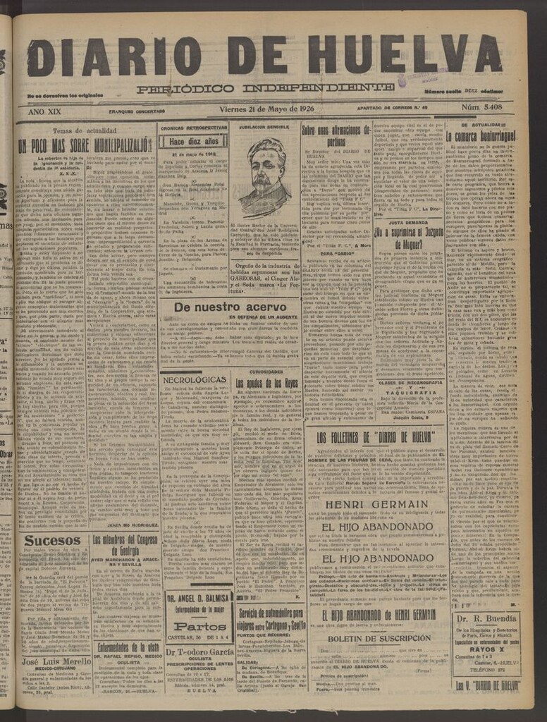 Miniatura de Diario de Huelva : periódico independiente del 21 de mayo de 1926