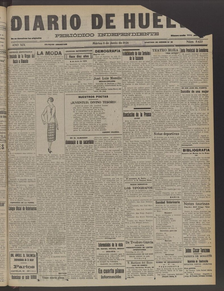 Miniatura de Diario de Huelva : periódico independiente del 8 de junio de 1926