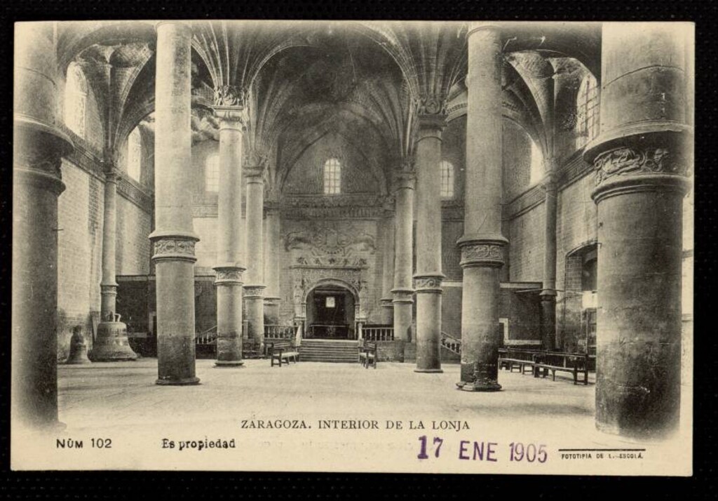 Miniatura de Zaragoza. Interior de la Lonja