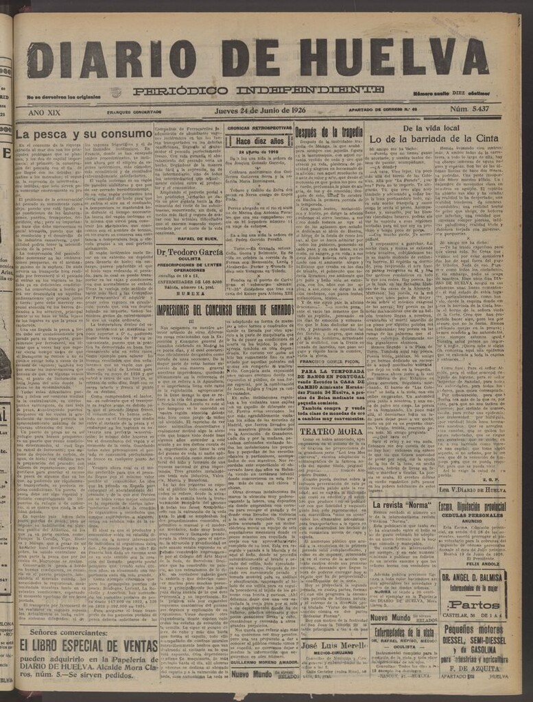 Miniatura de Diario de Huelva : periódico independiente del 24 de junio de 1926