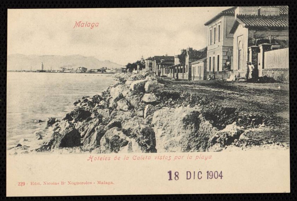 Miniatura de Málaga. Hoteles de La Caleta vistos por la playa