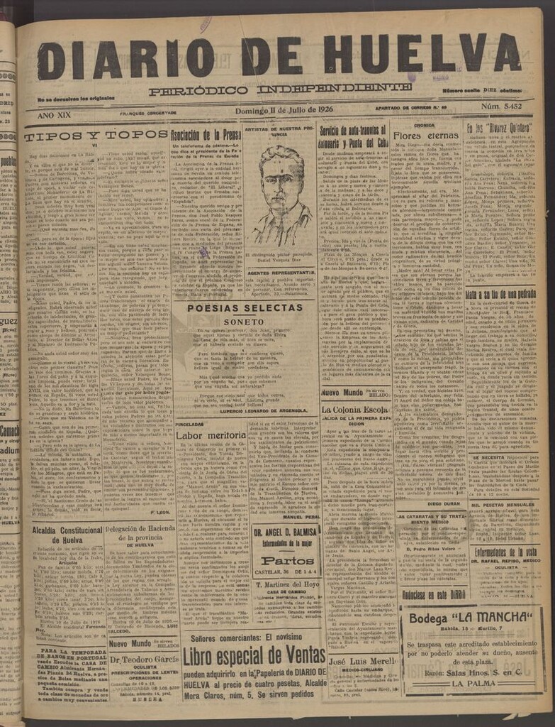 Miniatura de Diario de Huelva : periódico independiente del 11 de julio de 1926