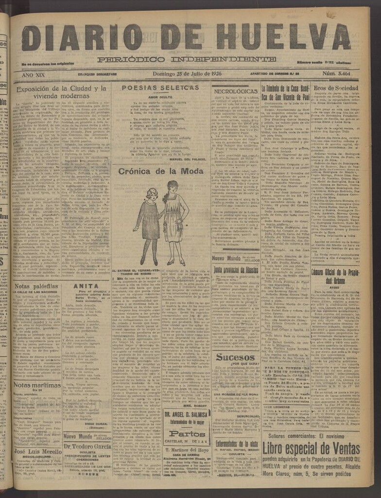 Miniatura de Diario de Huelva : periódico independiente del 25 de julio de 1926